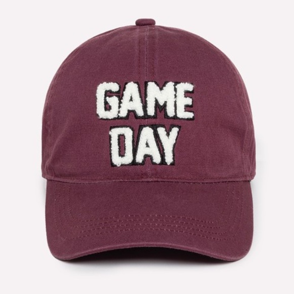 Plum Purple Sherpa Game Day Lettered Baseball Cap Women's Hat - Picture 1 of 1